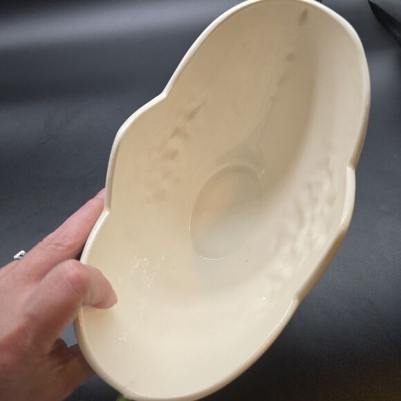 Vintage Porcelain Double Handle Jardiniere Planter Fruit MCM Footed - Picture 7 of 16